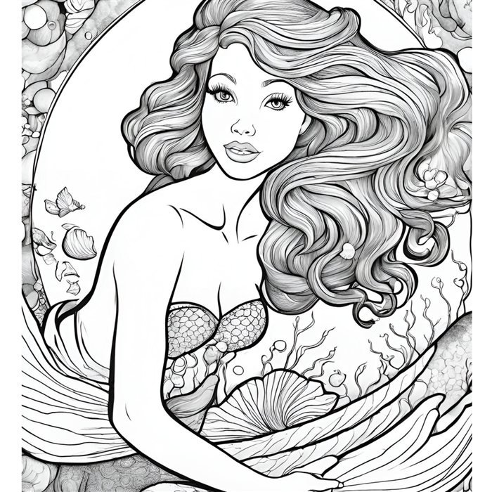 Free printable mermaid coloring page 2