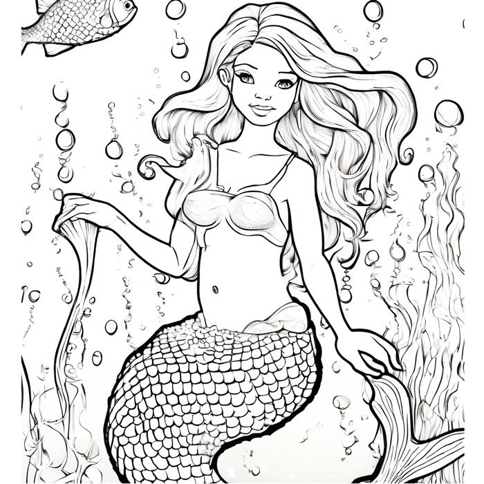 Free printable mermaid coloring page 3