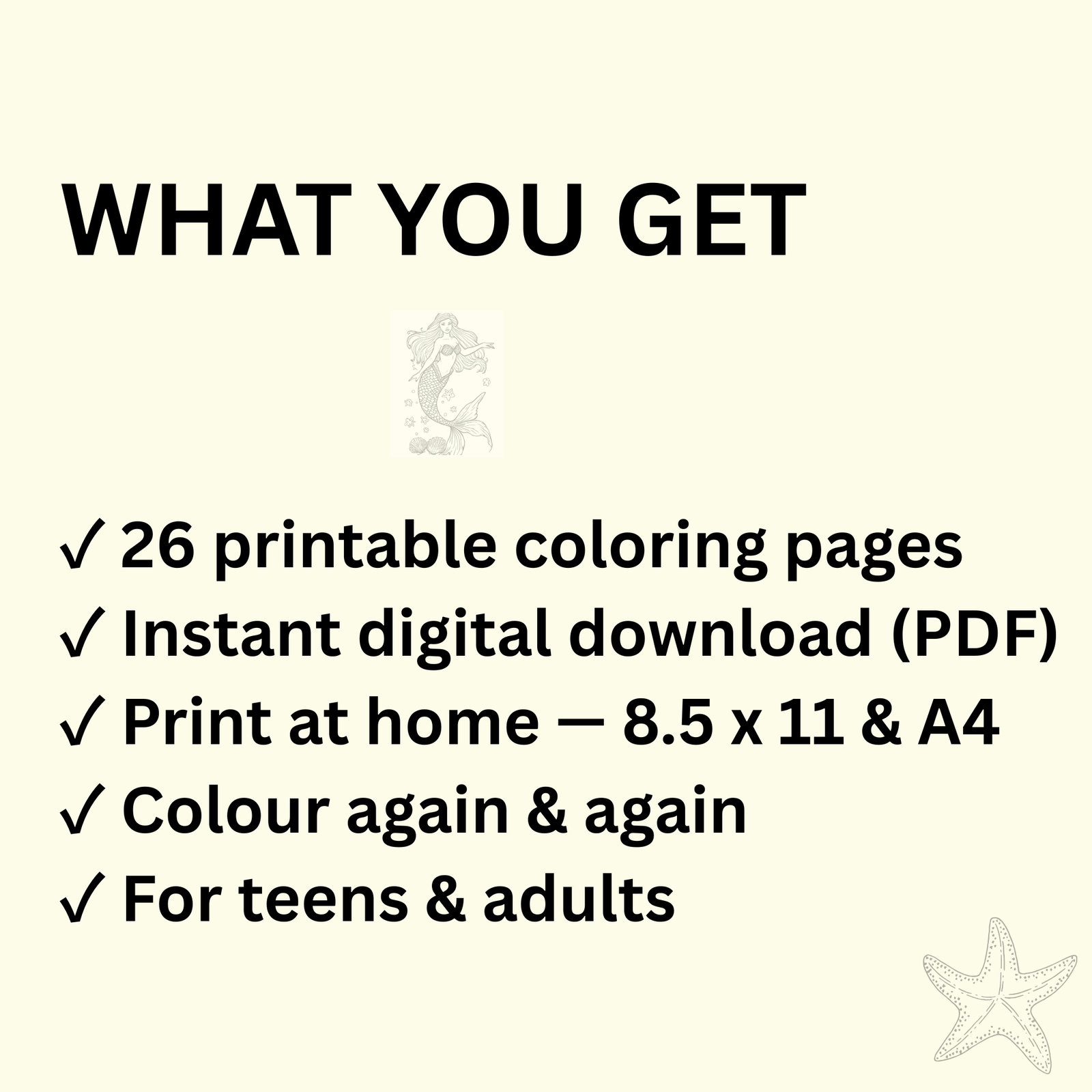 What's included in the full Mermaid Coloring Book